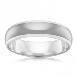 Rich grey satin finished Titanium with 9ct White Gold Australian Made Mens Wedding Ring by Peter W Beck-M1028