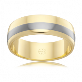 Softly rounded 9ct Yellow Gold with Titanium Australian made High Quality Mens Wedding Ring by Peter. W Beck-M1030