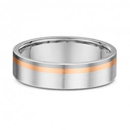 Dora 9ct Rose and White Gold and Titanium Three Tone European Mens Wedding Ring with light satin finish 1.8mm deep you can select a width that best suits you-M1035