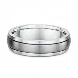 Mens Dora Titanium and 18ct White Gold satin finished wedding ring 2.1mm deep you can select a band width -M1040