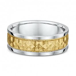 Dora European patterned 9ct Yellow and White Gold Wedding ring 1.9mm deep-M1076
