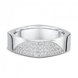 Dora 9ct White Gold Mens ring with 44 Diamonds =0.27ct, this ring has flared corners to prevent it from spinning on the finger.-M1084