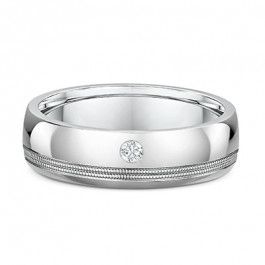 Dora 18ct White Gold Mens Ring with 0.035ct G-H Vs Brilliant cut Natural Diamond, the band is 2.1mm deep-M1091