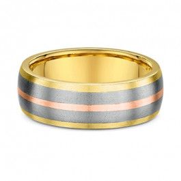 Dora 18ct Yellow and Rose Gold with Titanium Three Tone European Mens Wedding Ring 2.3mm deep-M1110