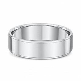 18ct White Gold flat wedding ring with rounded edge 1.2mm deep, choose a band width that best suits you-M1124