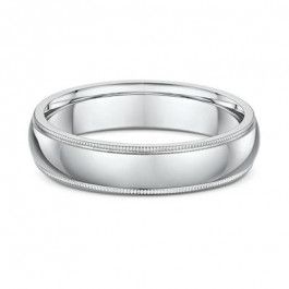 18ct White Gold domed wedding ring with beaded edge 2mm deep you can choose a band width that best suits you-M1129