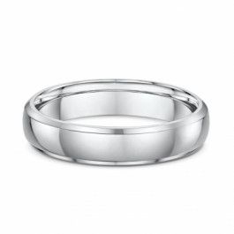 9ct White Gold domed wedding ring with beveled edge 2mm deep, you can choose a band width that best suits you-M1134