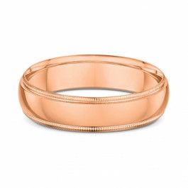 9ct Rose Gold domed wedding ring with beaded edge1.4mm deep, you can choose a band width that best suits you-M1146