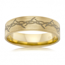 9ct Yellow Gold barbed wire ring 6mm wide-M1236