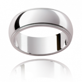 9ct White Gold wedding ring beaded edge
-T158