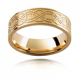 18ct yellow Gold Mens Celtic patterned wedding ring-AT144