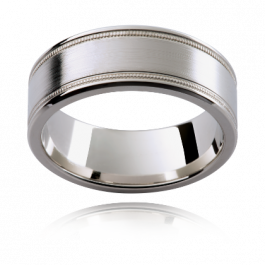 Platinum 600 flat wedding ring with beaded edge
-T151