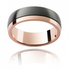 Black Zirconium and 9ct Rose Gold world class Australian made wedding ring. Dark and mysterious, Zirconium is a metallic element found in the mineral Zircon. -T123