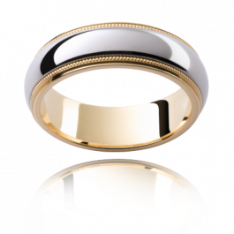 Australian made two tone 18ct wedding ring,with rope edge.-t129
