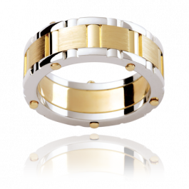 9ct White and Yellow Gold Quality Australian made wedding ring 3 piece riveted construction-T133